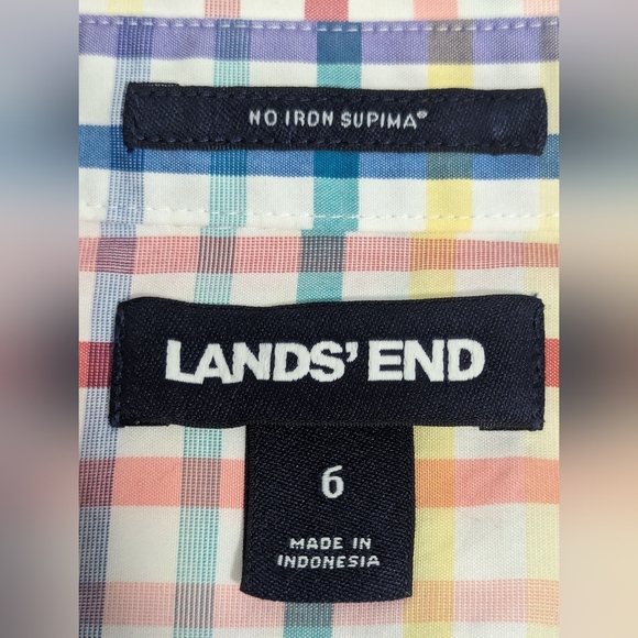 Lands' End Sleeveless Checkered Button Down Blouse Shirt Women's Small Size 6 - Picture 5 of 6